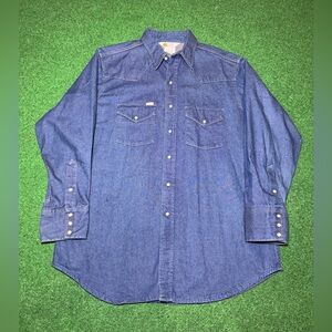 Vintage 90s Carhartt Pearl Snap Denim Button Up Western XL/XXL 24x32 Shirt